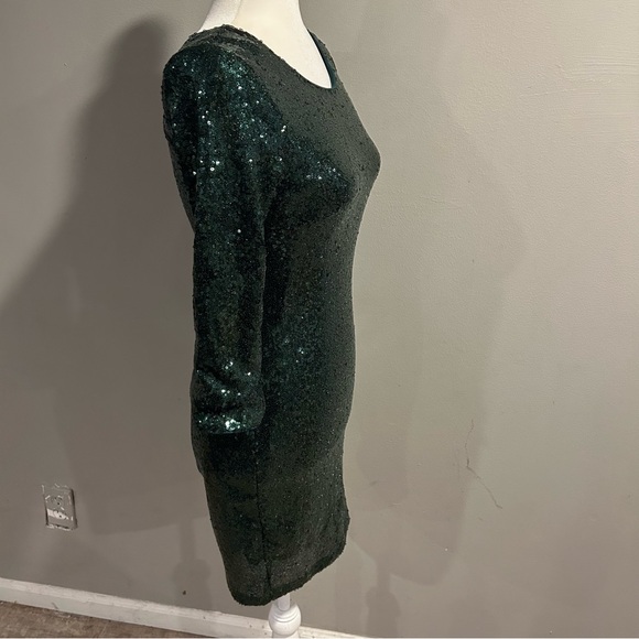 Lulu’s Green Sequin Sparkle Dress Womens Medium - Picture 3 of 9